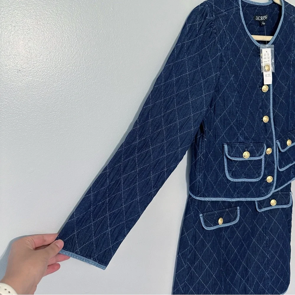 NWT J.Crew Quilted denim lady jacket and skirt‎ set Size 0